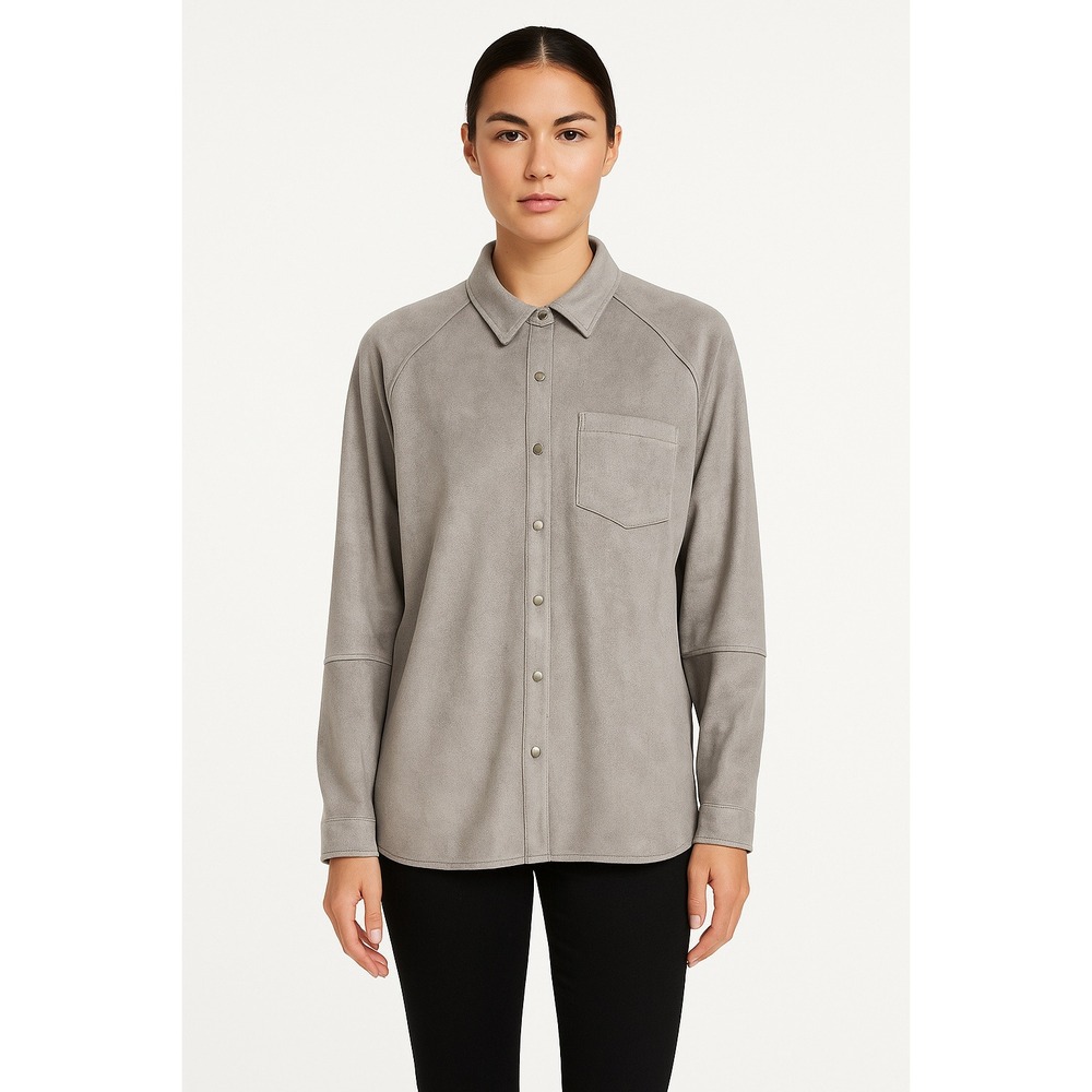 NWT‎ Area Stars Gray Shirt Snap Front Shacket Faux Suede Womens Sample